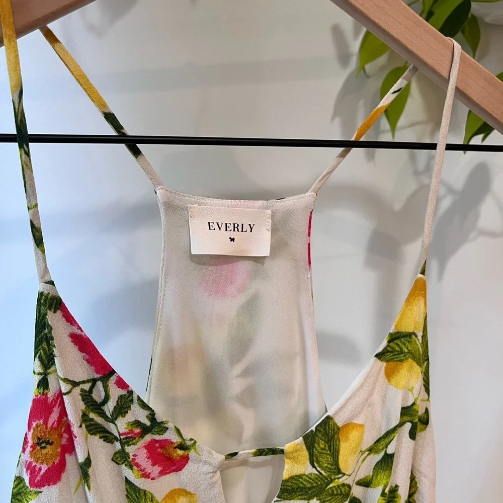 Everly Lemon Floral Spaghetti Strap Maxi Dress Size S Summer Garden Party - Picture 6 of 7